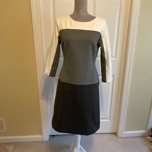 Ann Taylor Color Block Black, Gray, and White Dress